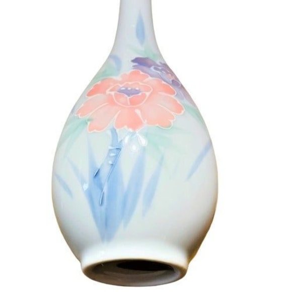 FTDA Vintage 1984‎ Japanese Floral 8" Porcelain White Flower Vase-Like New - Picture 2 of 7
